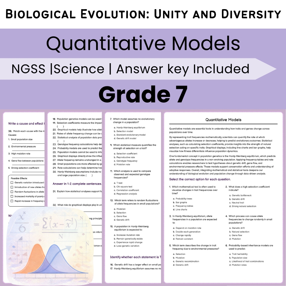 Grade 7 Science Lesson Bundle | Biological Evolution: Unity and Diversity — included worksheet 2