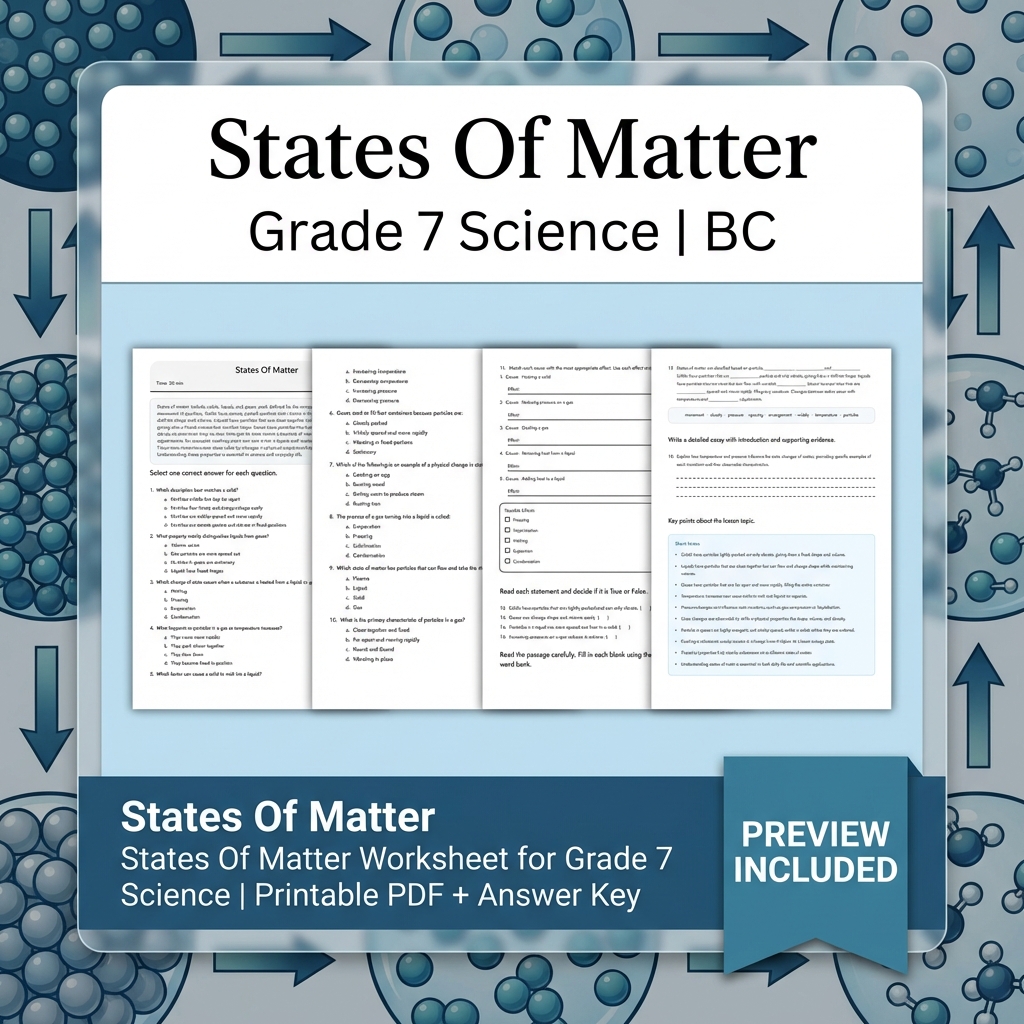 Grade 7 Science Full Year Bundle Ecosystems, Cells & Earth Processes Worksheets — included worksheet 15