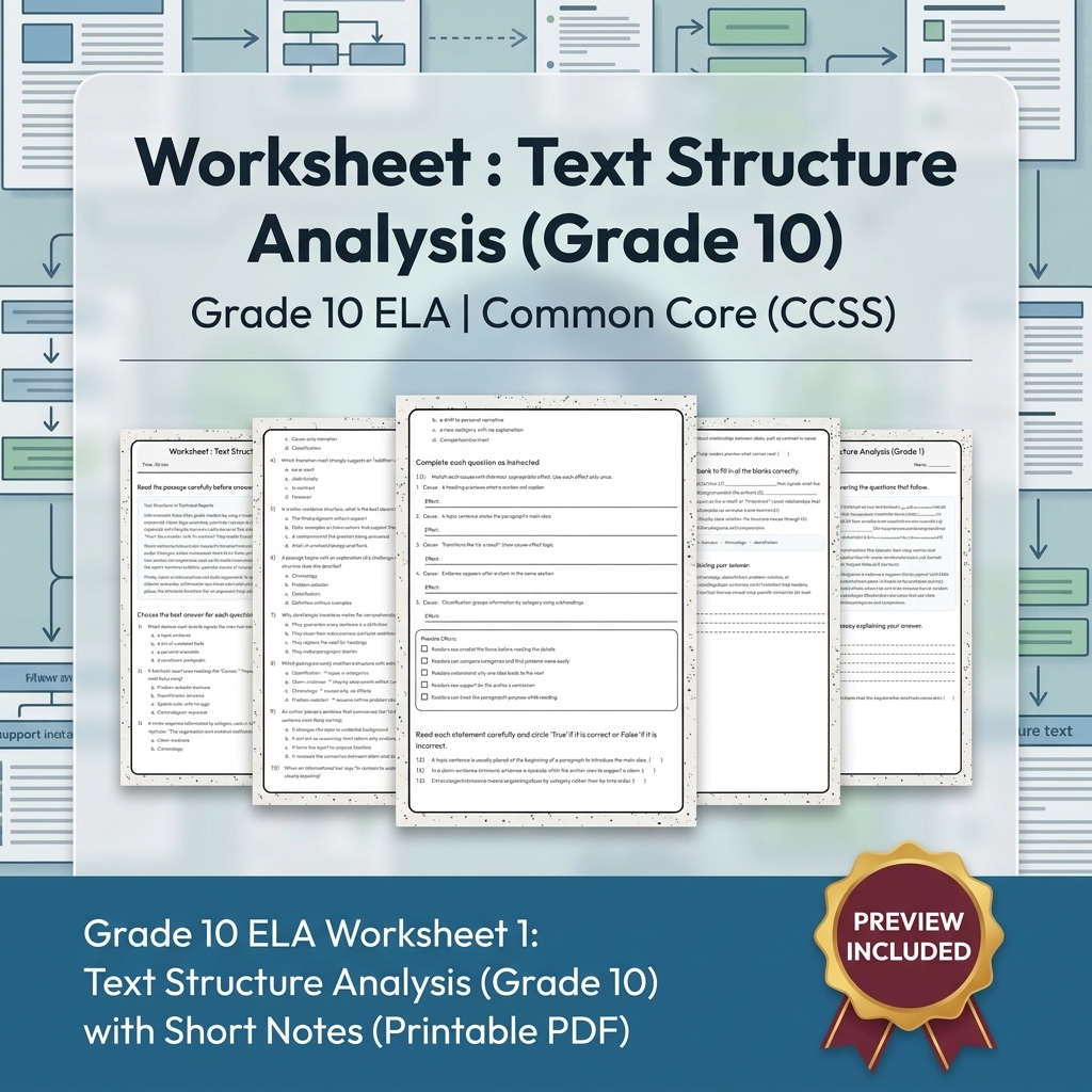 Grade 10 Source Integration & Writing Skills ELA Full-Year Bundle (CCSS) — included worksheet 12
