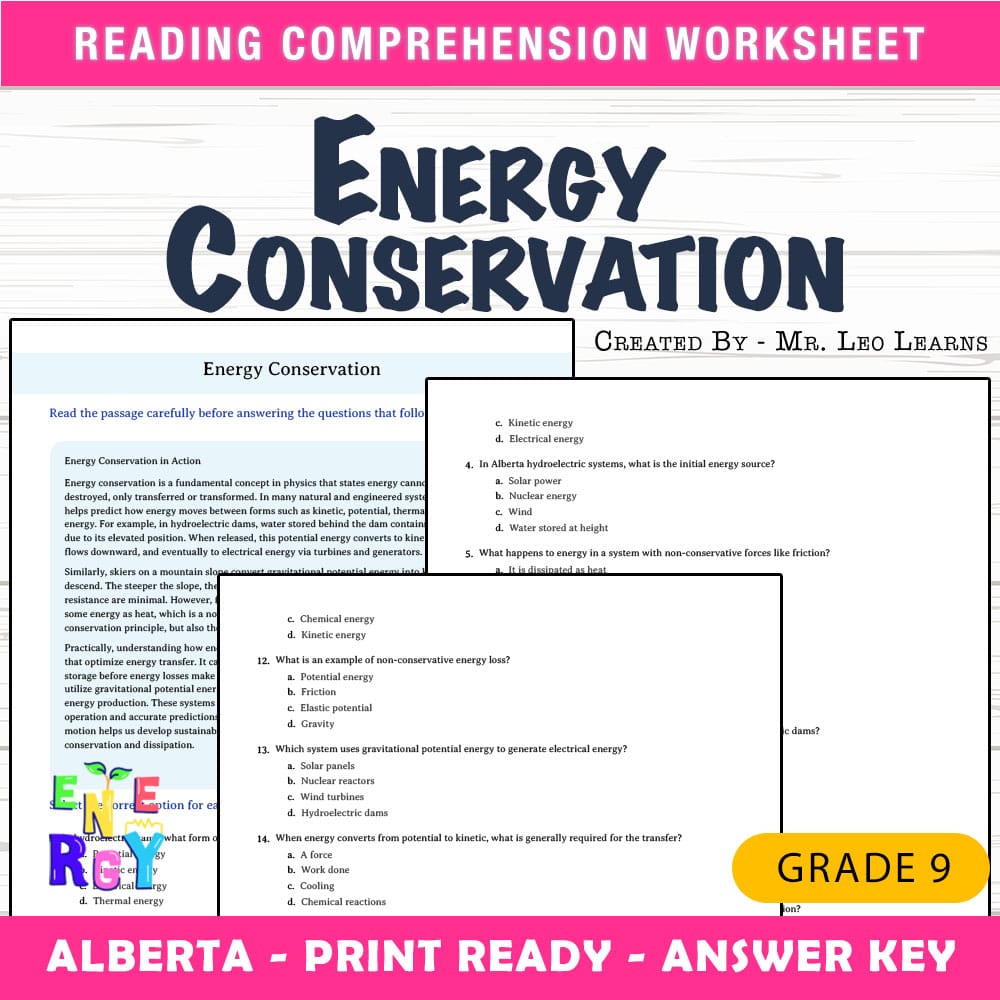 Grade 9 Science worksheet mcq paper worksheet — Grade 9 Science — Energy Conservation Worksheet MCQ Paper — page 1