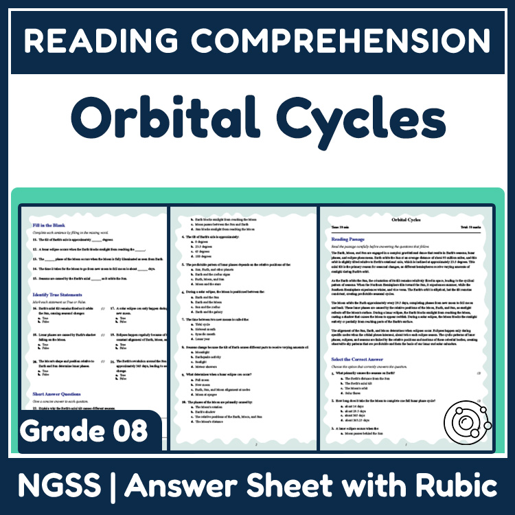 Grade 8 Science reading worksheets worksheet — Grade 8 Science Reading Worksheets | Orbital Cycles (Worksheet + Answer Key…