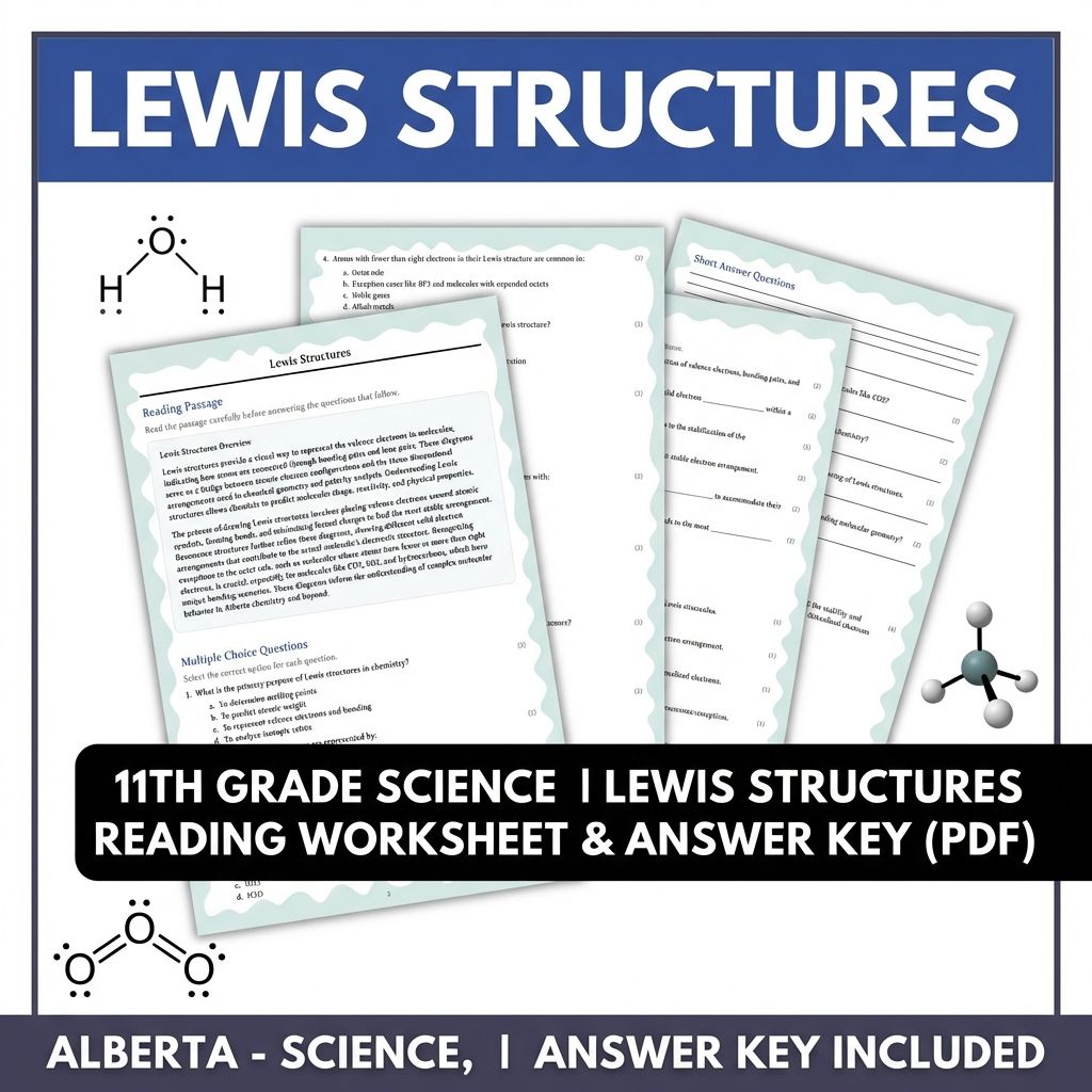 Grade 11 Science reading worksheets — 11th Grade Science | Lewis Structures Reading Worksheet & Answer Key (PDF)