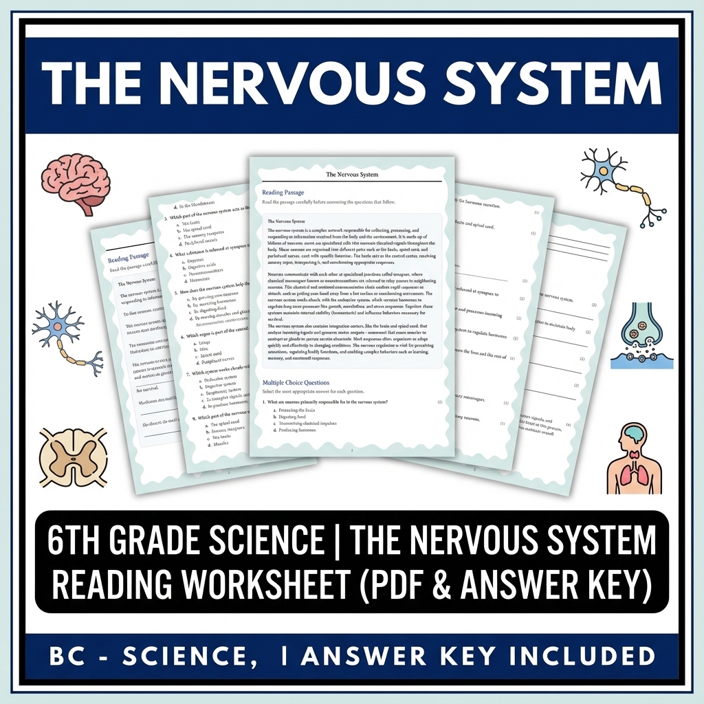 6th Grade Science | The Nervous System Reading Worksheet (PDF & Answer Key)