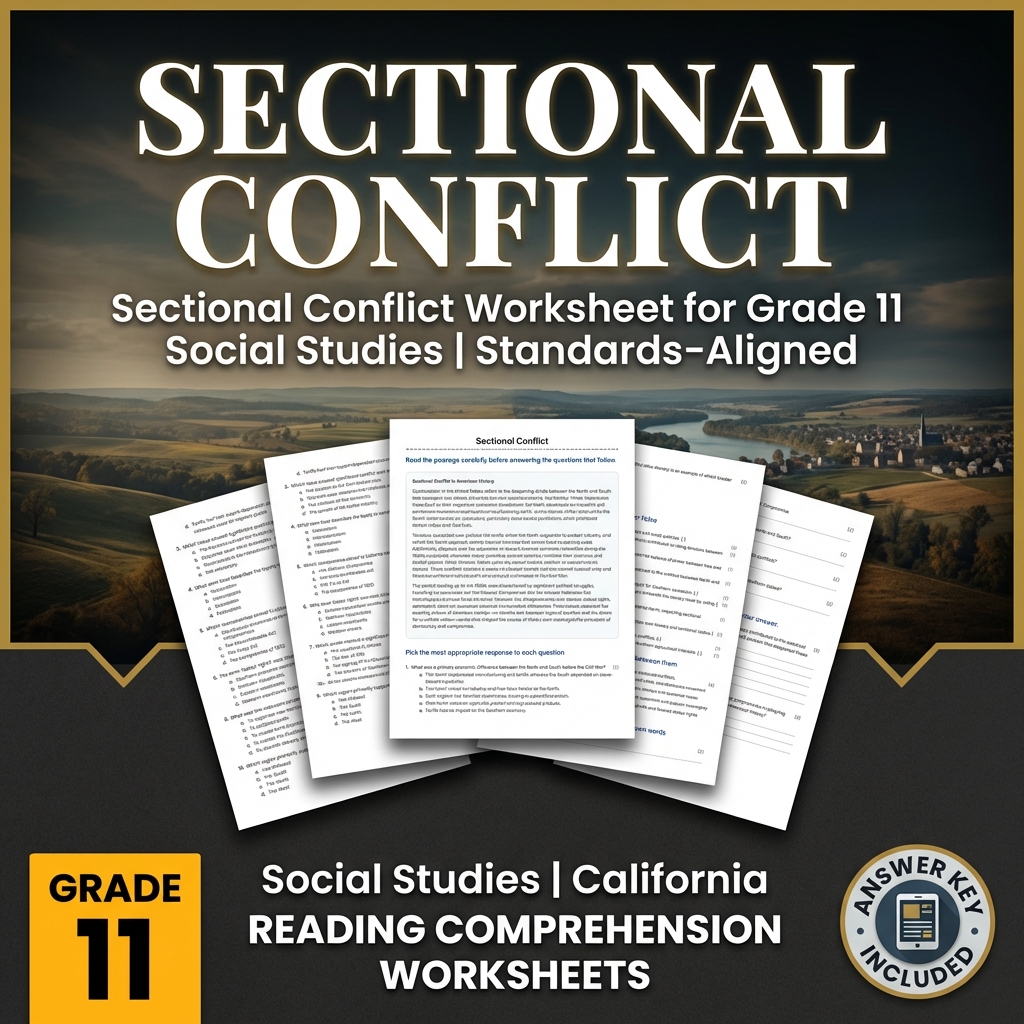 Sectional Conflict Worksheet for Grade 11 Social Studies | Standards-Aligned
