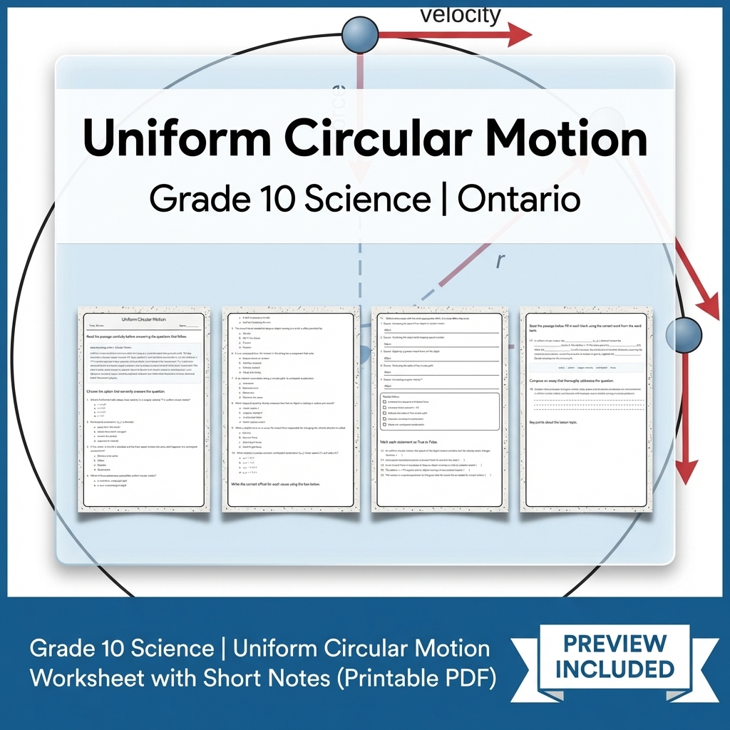 Grade 10 Science Lesson Group: Motion & Forces Ontario Curriculum Bundle — included worksheet 6