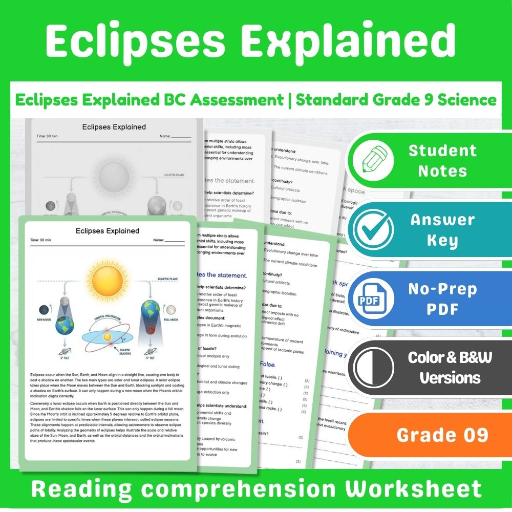 Grade 9 Science Mini Bundle – Earth & Space Assessment & Activities — included worksheet 1