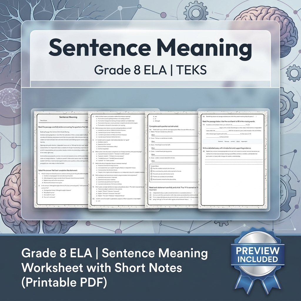 Grade 8 Precision Grammar & Voice ELA Lesson Bundle TEKS Resource — included worksheet 6