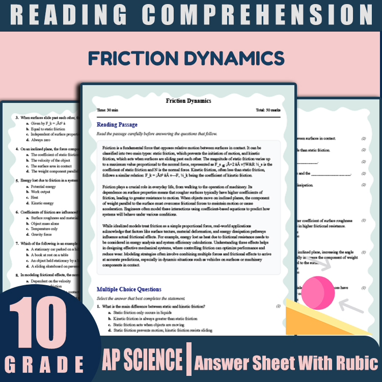 Grade 10 Science reading worksheets worksheet — Grade 10 Science | Friction Dynamics Reading Worksheet (PDF + Answer Key)…