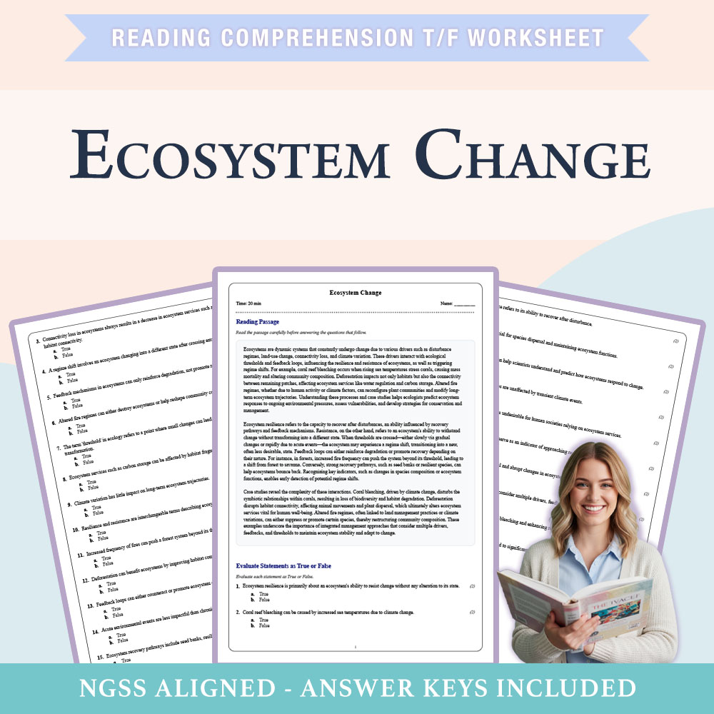 Grade 11 Science reading comprehensions true or false worksheet worksheet — Grade 11 Science | Ecosystem Change Worksheet…