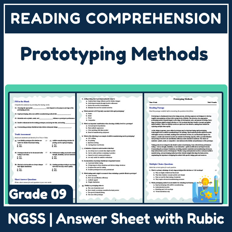 Grade 9 Science reading worksheets worksheet — 9th Grade Science | Prototyping Methods Reading Worksheet (PDF & Answer Key…