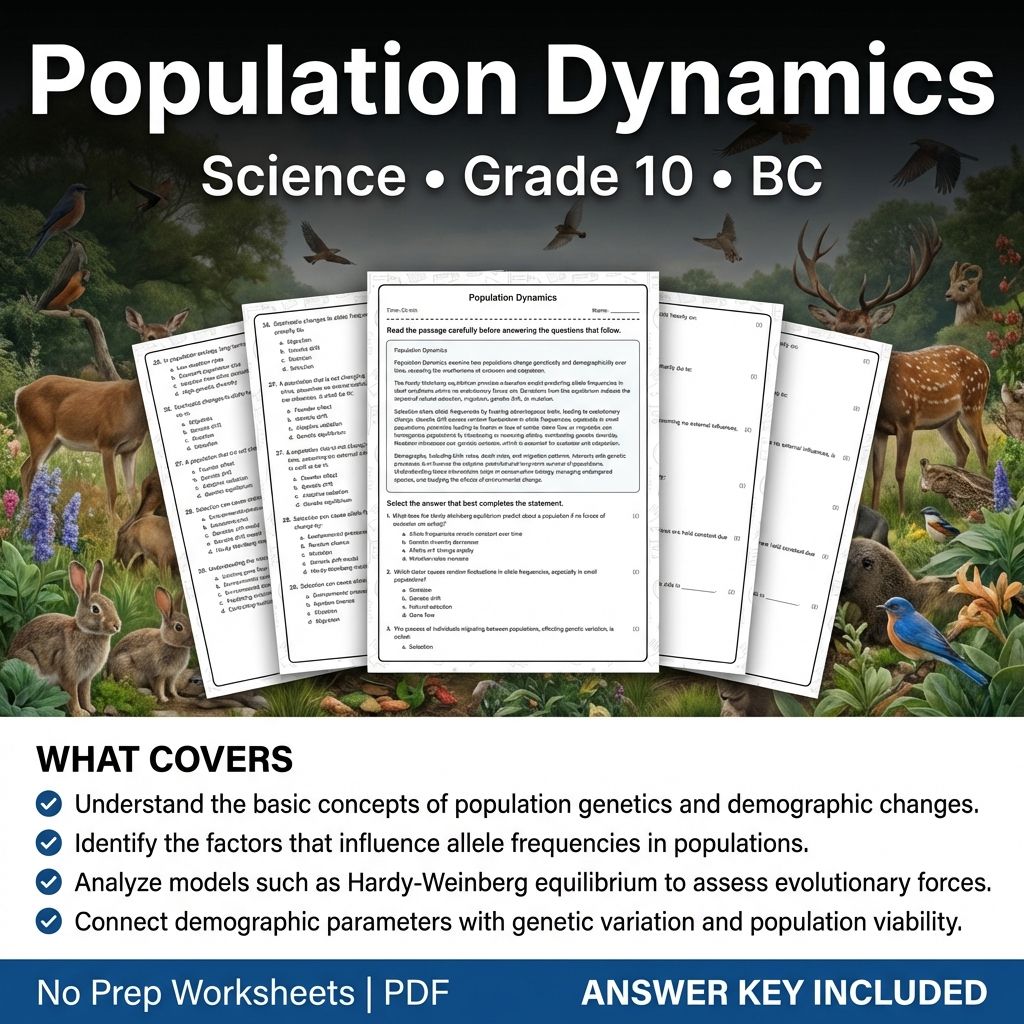 Grade 10 Science | Population Dynamics Worksheet & Answer Key (PDF)