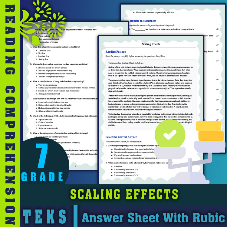 Grade 7 Science reading worksheets worksheet — 7th Grade Science | Scaling Effects Reading Worksheet & Answer Key (PDF) —…