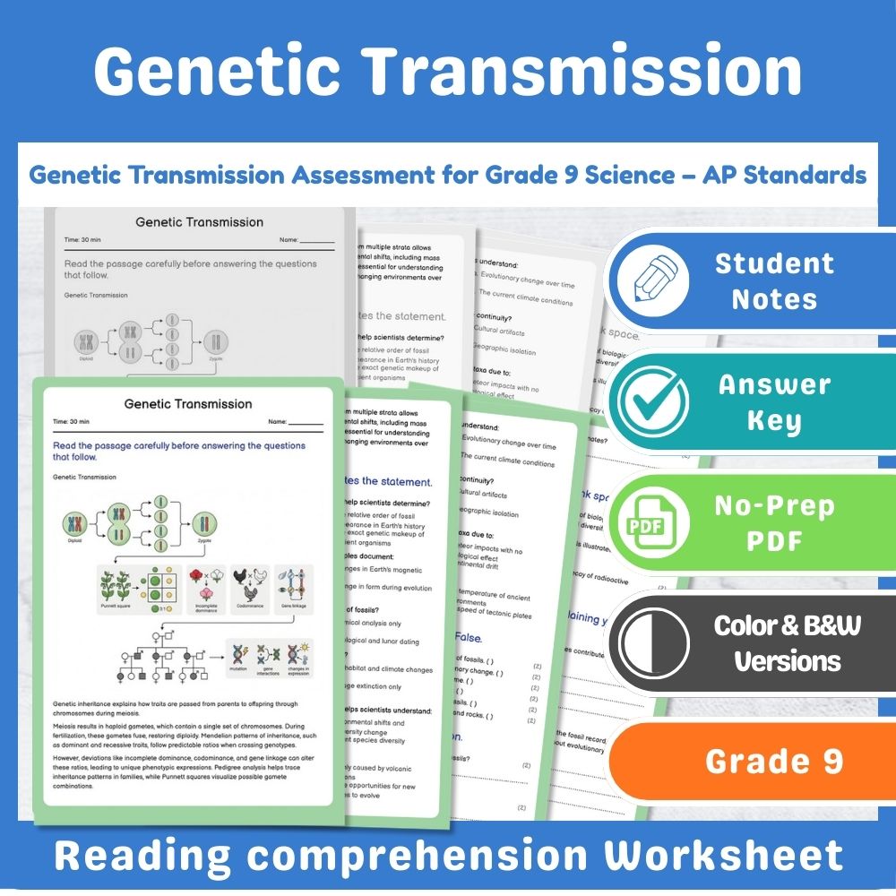 Grade 9 Science assessment worksheet — Ecosystem Dynamics Assessment for Grade 9 Science – AP Standards Aligned — page 1