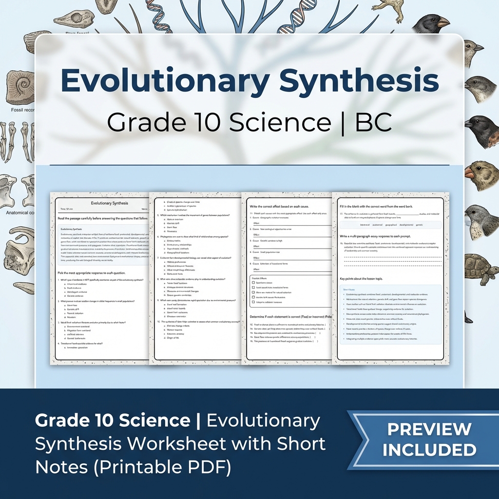 Grade 10 Science | BC Framework Lesson Group Worksheet Pack — included worksheet 5