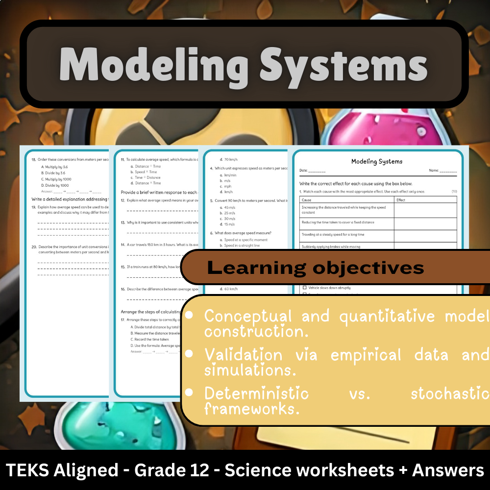Grade 12 Science | Modeling Systems Worksheet (Answer Key) – TEKS Aligned