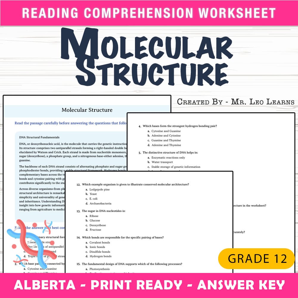 Grade 12 Science worksheet mcq paper worksheet — Grade 12 Science — Worksheet MCQ Paper for Mastering Molecular Structure…