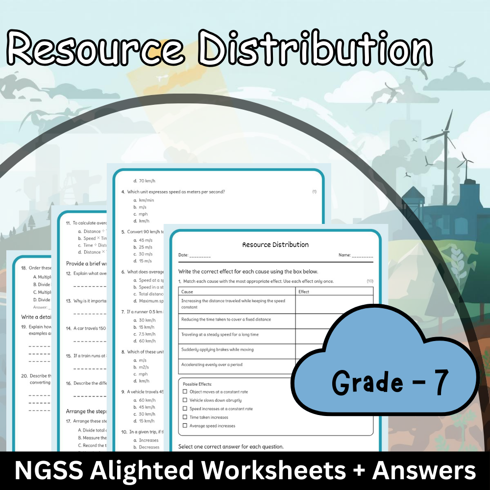 Grade 7 Science | Resource Distribution Worksheet (NGSS) - PDF