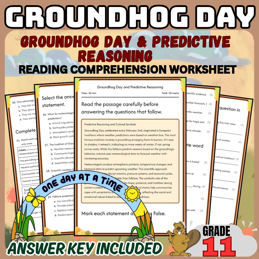 Grade 11 | Groundhog Day for Mastering Predictive Reasoning | PDF + Answer Key