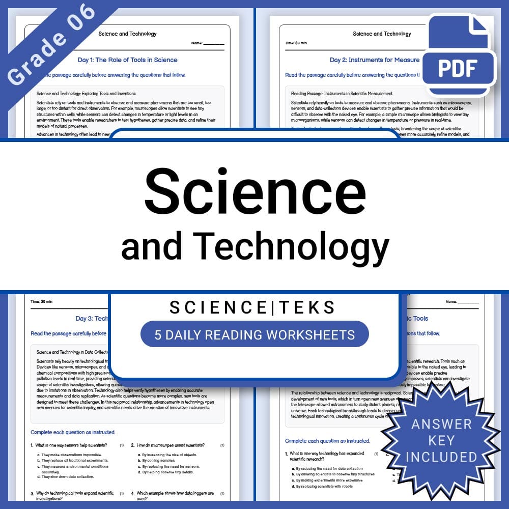Grade 6 Science Lesson Bundle | TEKS-Aligned Activities and Worksheets — included worksheet 1