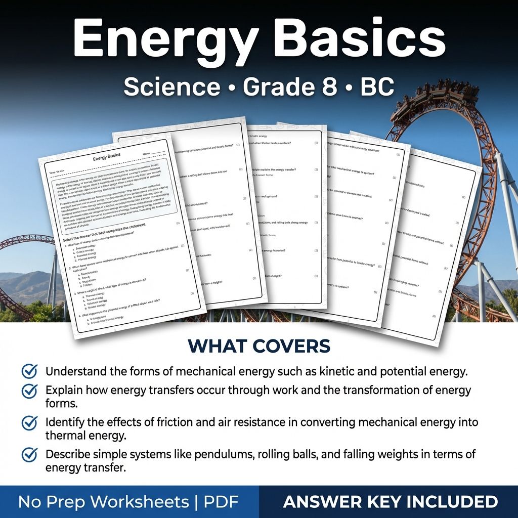 8th Grade Science | Energy Basics Worksheet & Answer Key (Printable PDFs)