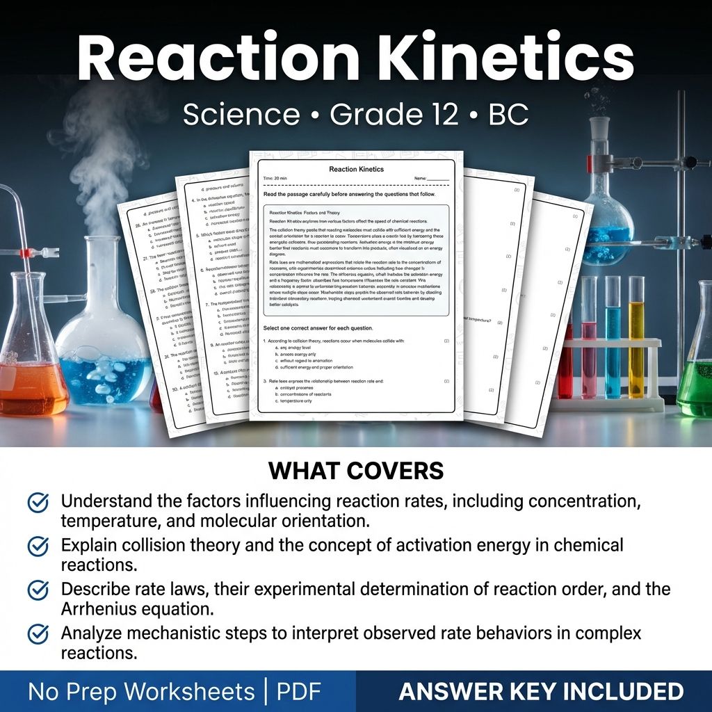 Reaction Kinetics Worksheet - Grade 12 Science Practice & Assessment