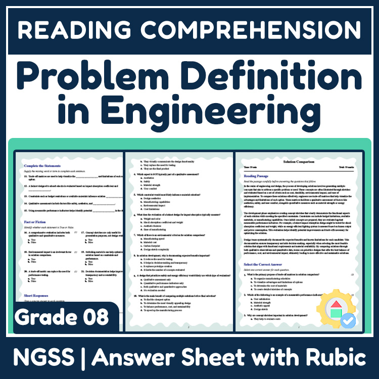 Grade 8 Science Unit | Engineering & Data Modeling Worksheets (NGSS Aligned) — included worksheet 3