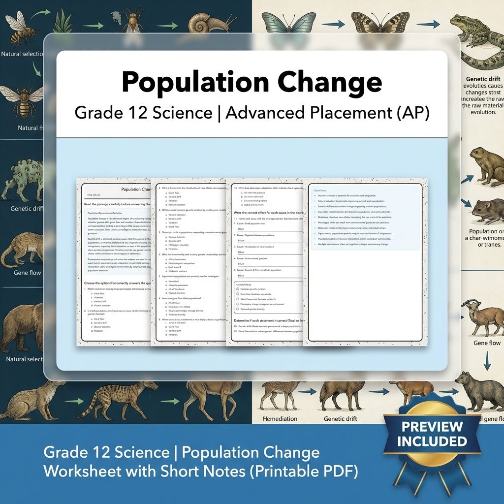 Grade 12 Science Worksheet Bundle – Physics & Biology Topics (PDF Collection) — included worksheet 17