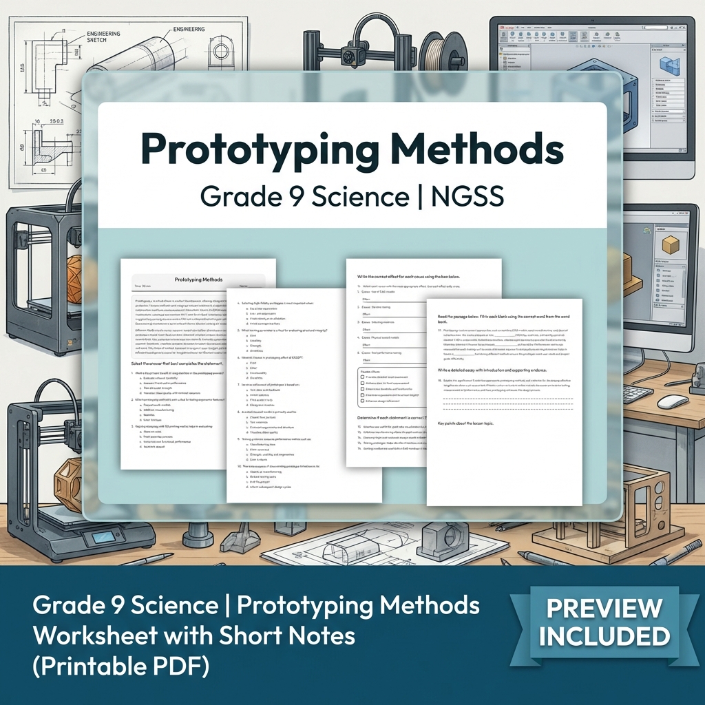Grade 9 Science NGSS Engineering Design  Bundle  Prototyping & Evaluation — included worksheet 2