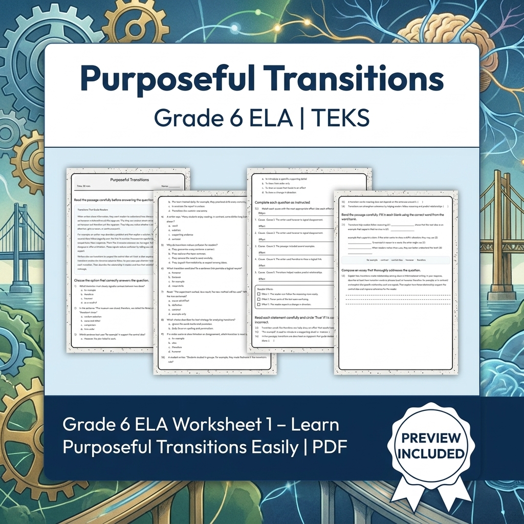 Grade 6 Evidence-Based Text Analysis ELA Full-Year Bundle (TEKS) Worksheets — included worksheet 9