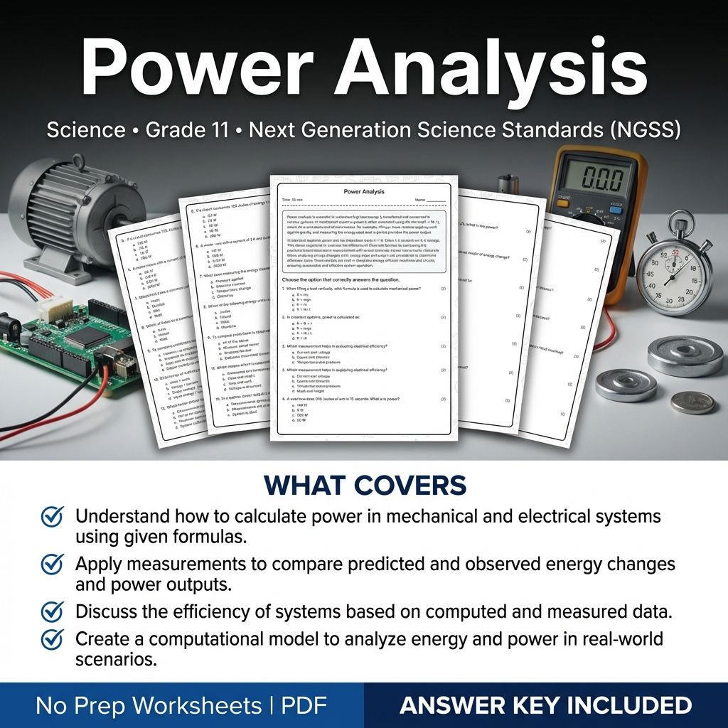 Grade 11 Science Unit Worksheet Pack | Energy, Heat Transfer & Power NGSS — included worksheet 2