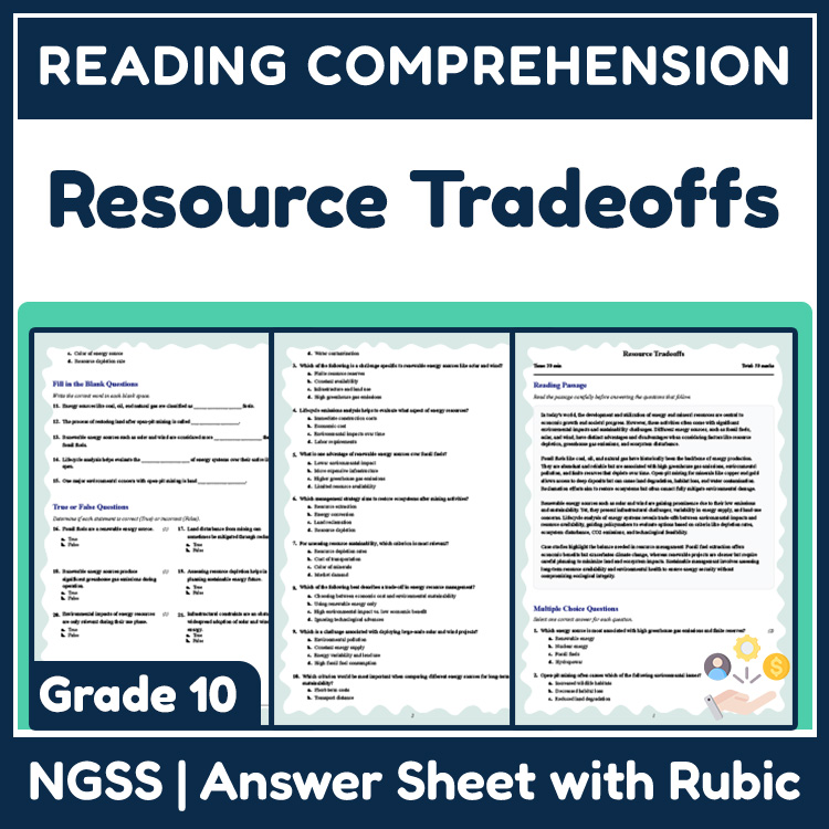 Grade 10 Science reading worksheets worksheet — 10th Grade Science | Resource Tradeoffs Reading Worksheet & Answer Key (PD…