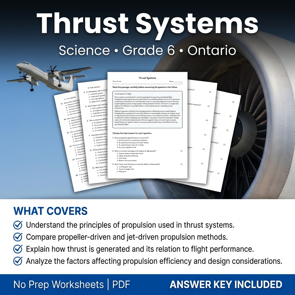 Grade 6 Science Worksheet | Thrust Systems Practice & Assessment