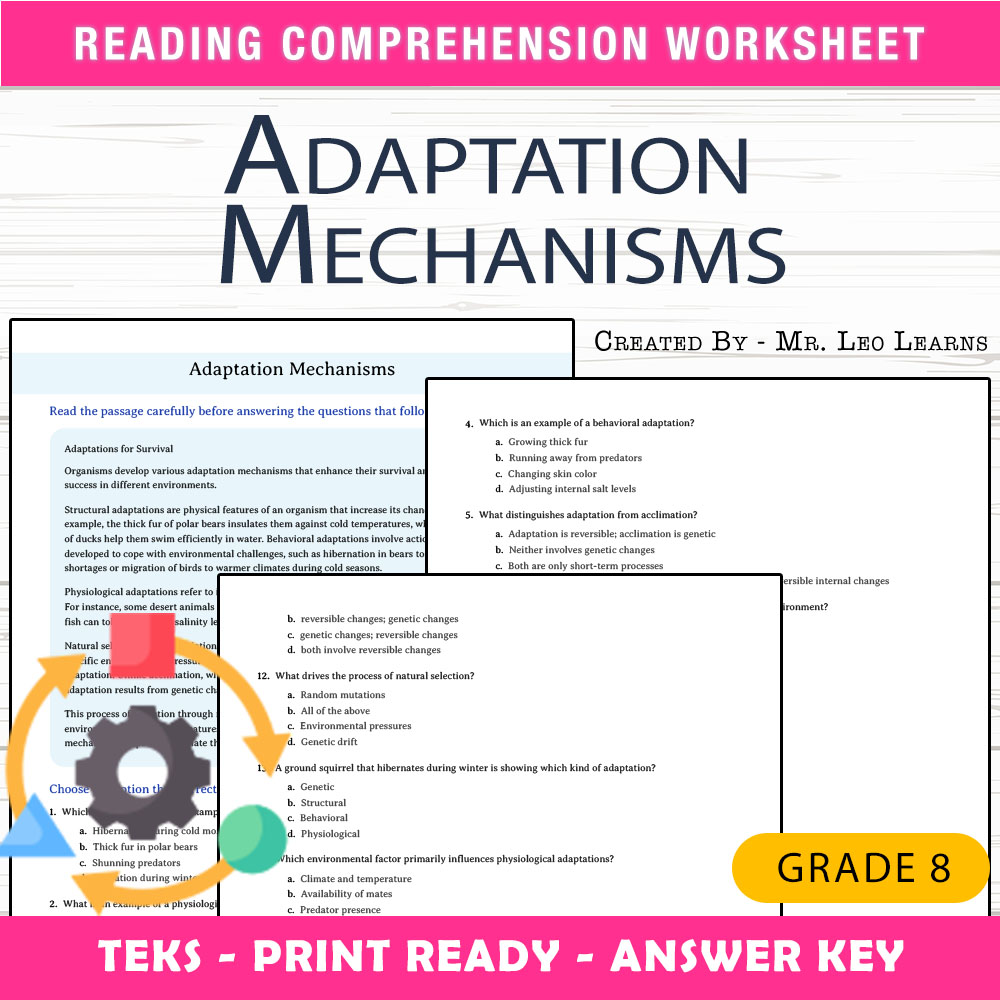 Grade 8 Science worksheet worksheet — Grade 8 Science – Adaptation Mechanisms Worksheet for Mastery | PDF + Answer Key — p…