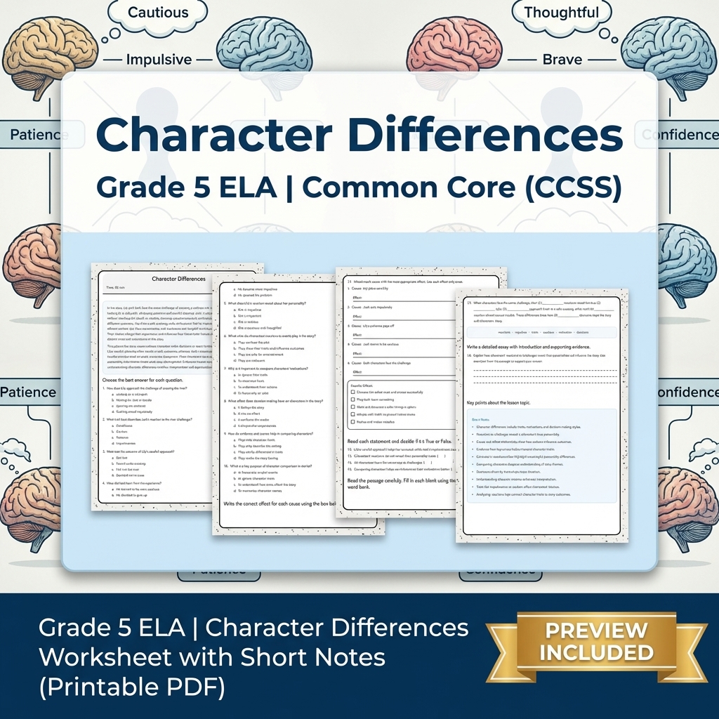 Grade 5 Text Evidence, Writing, and Language ELA Full-Year Bundle — included worksheet 11