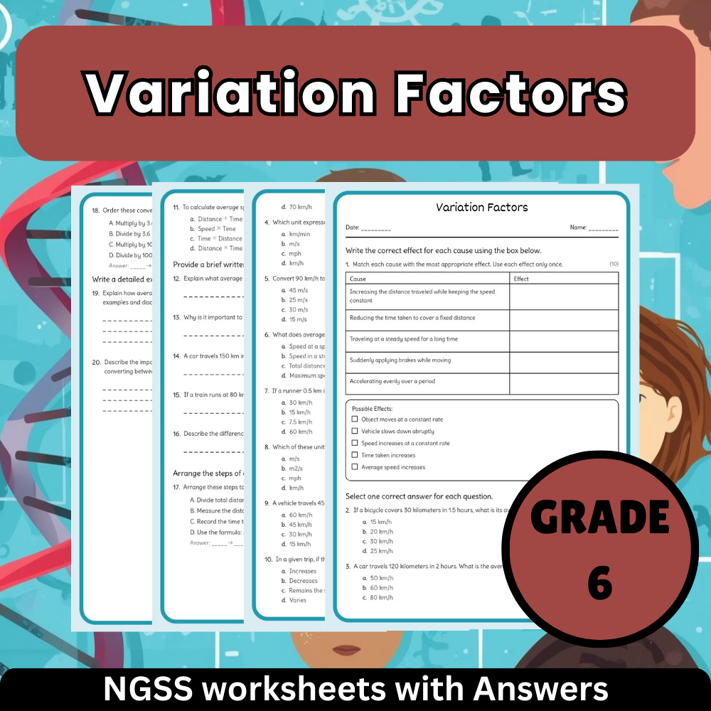 Grade 6 Science Unit Bundle | Variation & Inheritance Worksheets (NGSS Aligned) — included worksheet 1