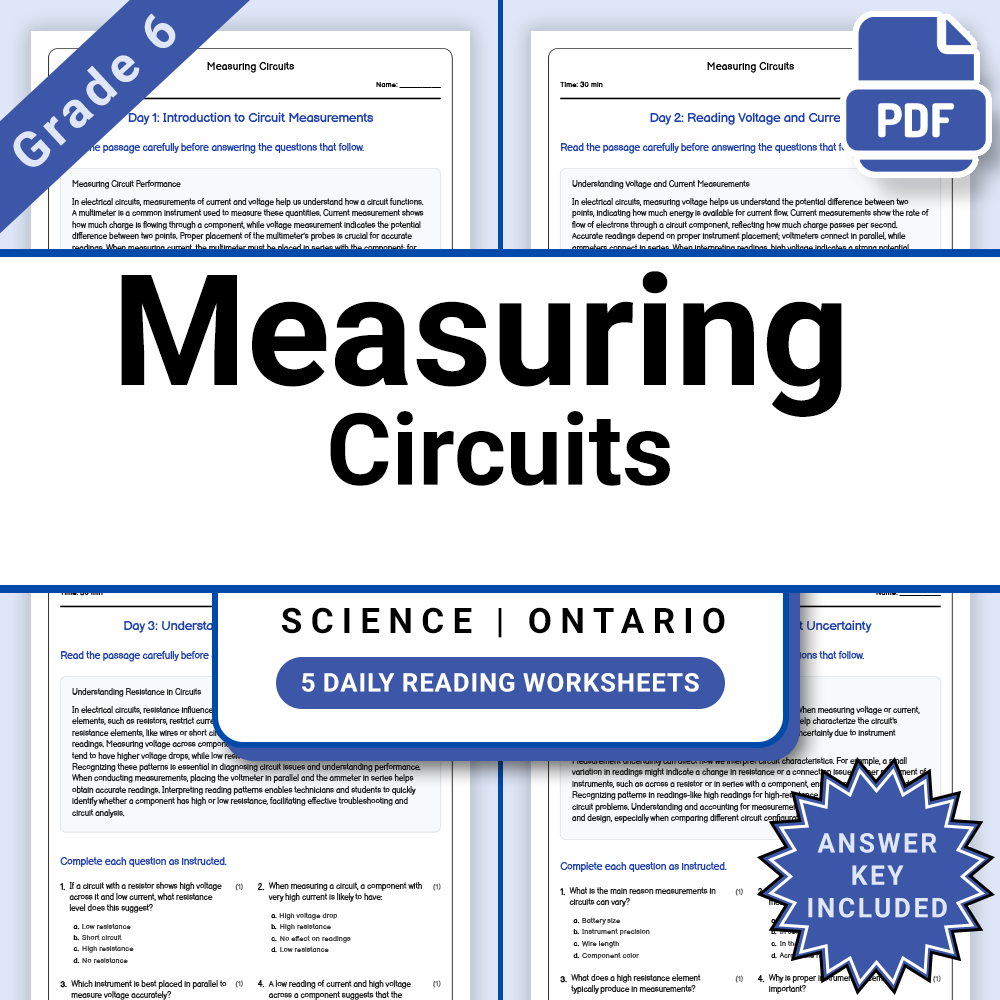 Grade 6 Science Lesson Group – Circuits and Energy Ontario Framework — included worksheet 6