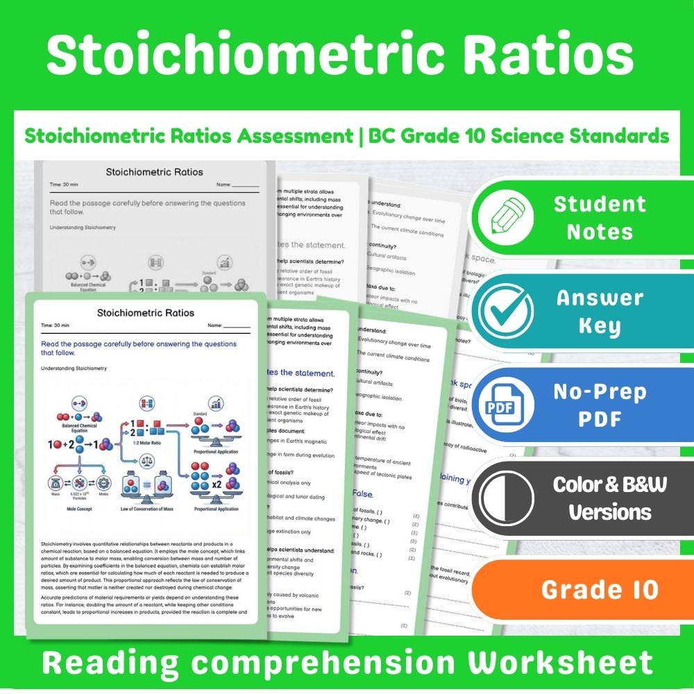 Grade 10 Science Assessment Bundle – Chemical Reactions & Atomic Structure — included worksheet 2