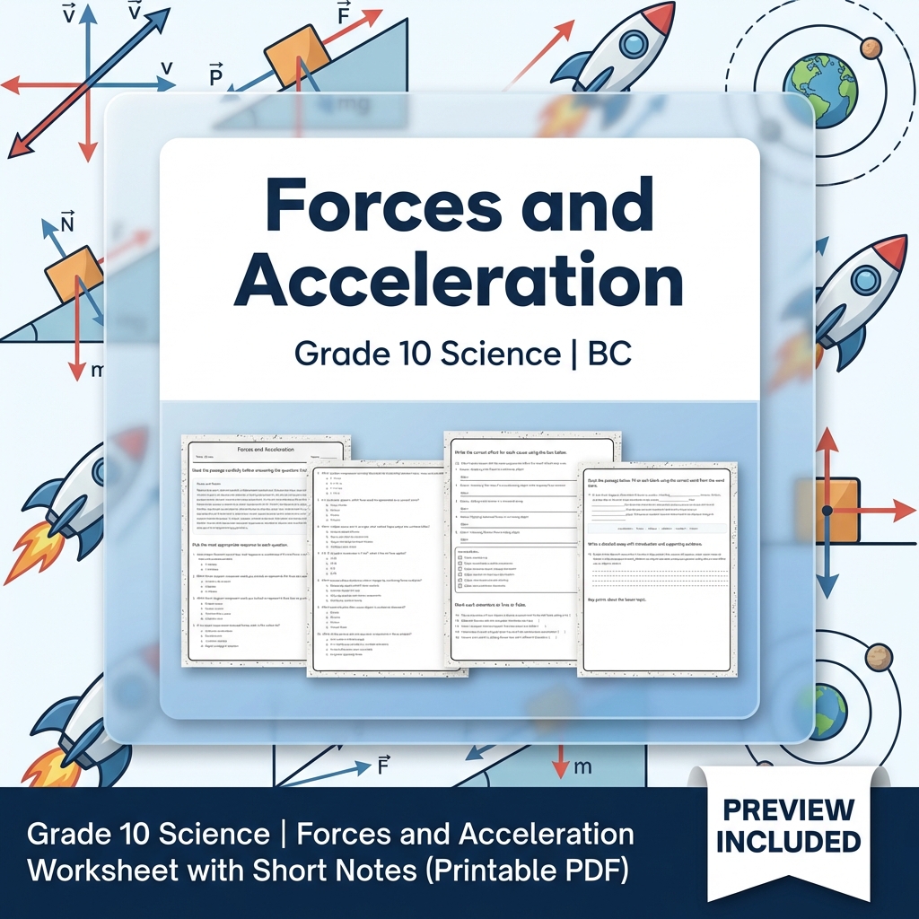 Grade 10 Science Bundle | Physics, Energy & Forces | Full Year Curriculum — included worksheet 18
