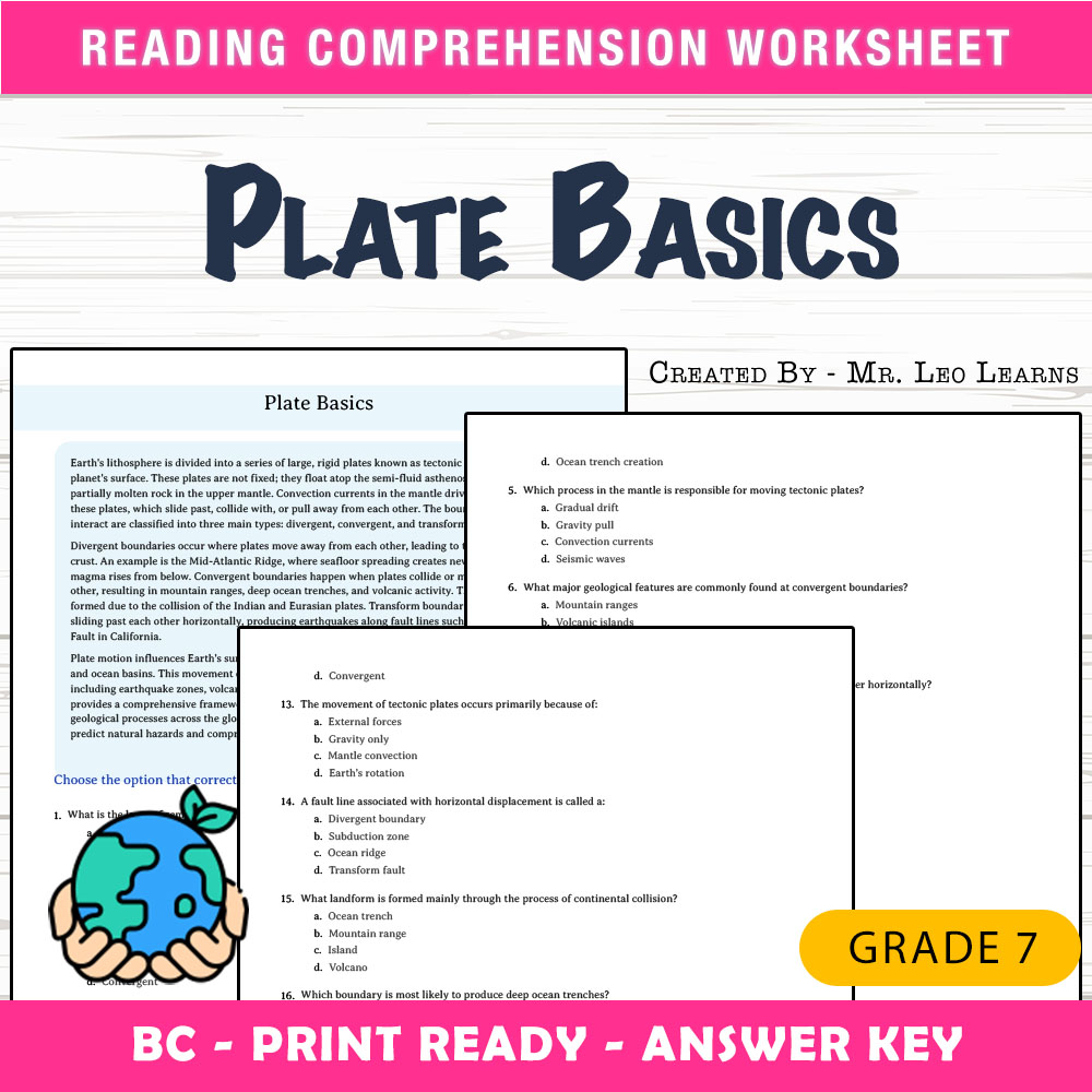 Grade 7 Science worksheet mcq paper worksheet — Grade 7 Science — Plate Basics Worksheet for Mastery — page 1