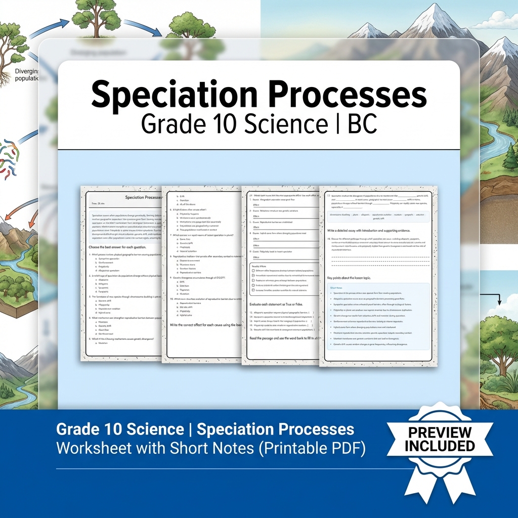 Grade 10 Science | BC Framework Lesson Group Worksheet Pack — included worksheet 6