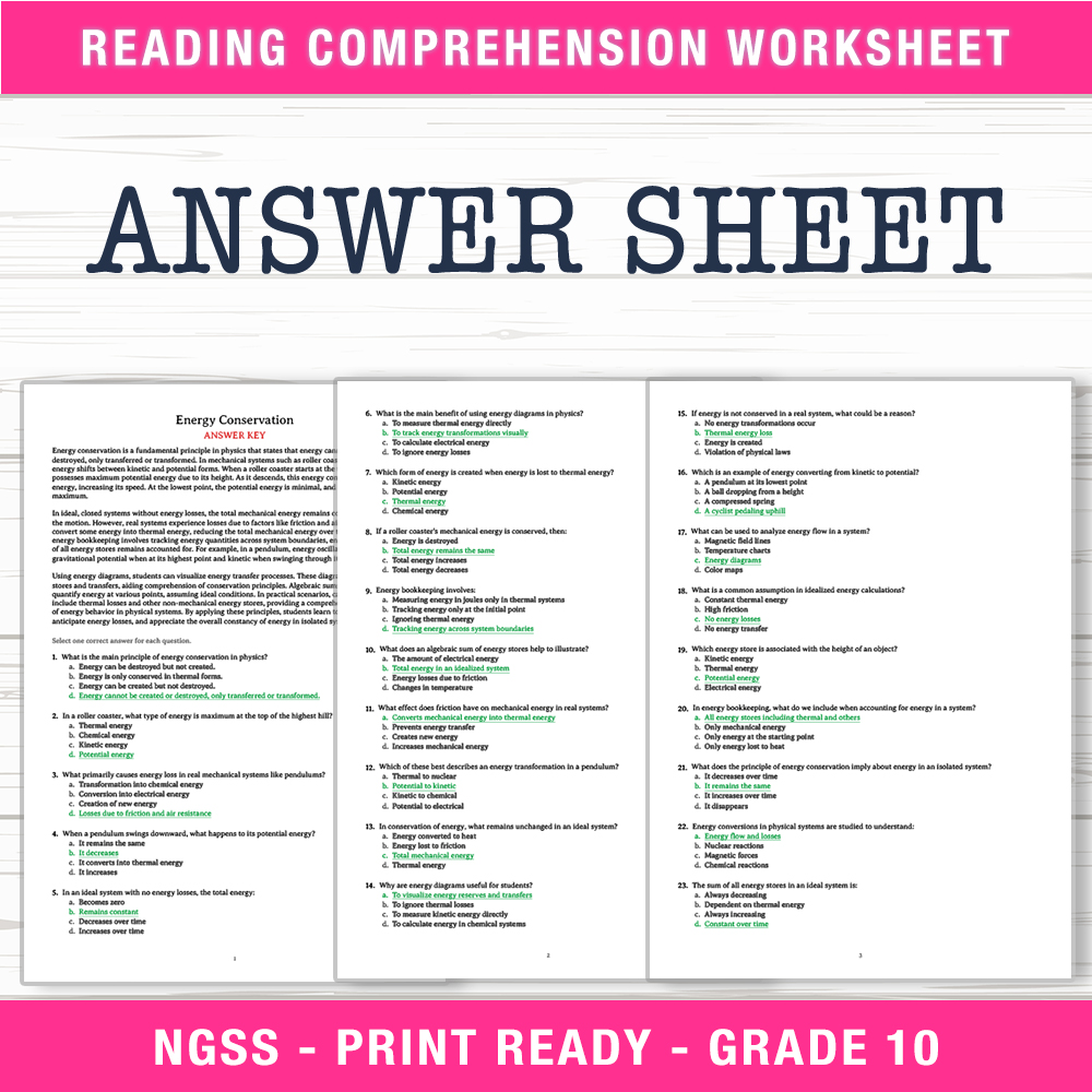 Grade 10 Science worksheet worksheet — Grade 10 Science | Energy Conservation Worksheet (PDF + Answer Key) — page 2