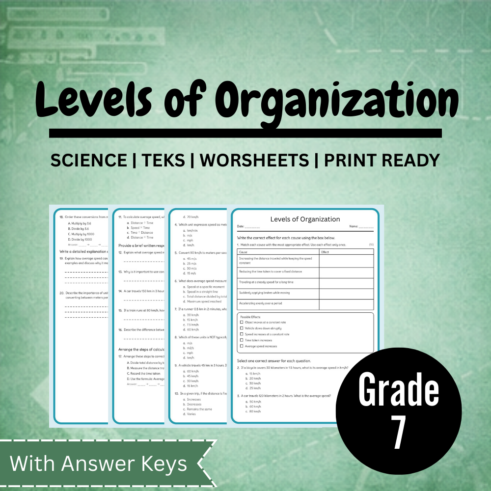 Grade 7 Science Worksheet Bundle – Ecosystems, Atomic Structure & Forces (TEKS Aligned) — included worksheet 15