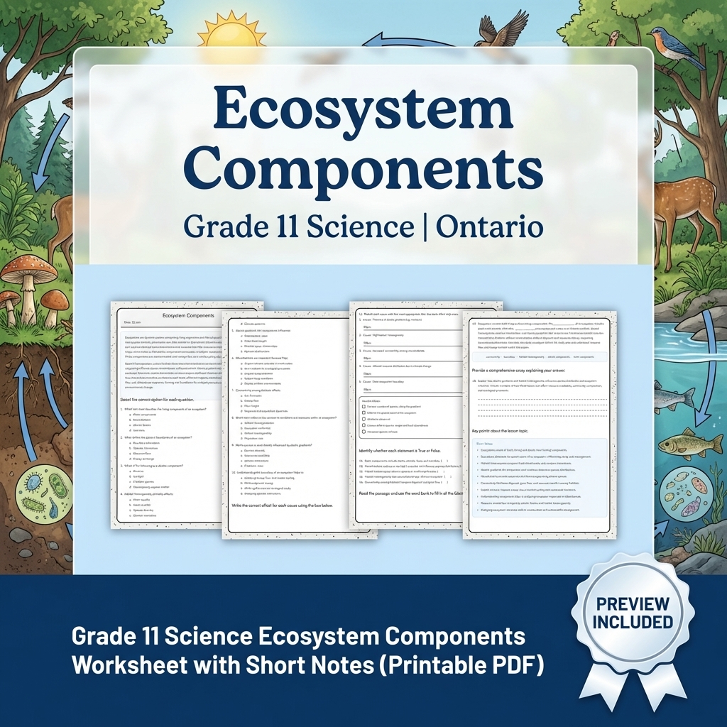 Grade 11 Science Lesson Group Bundle – Ontario Ecosystems & Sustainability — included worksheet 2