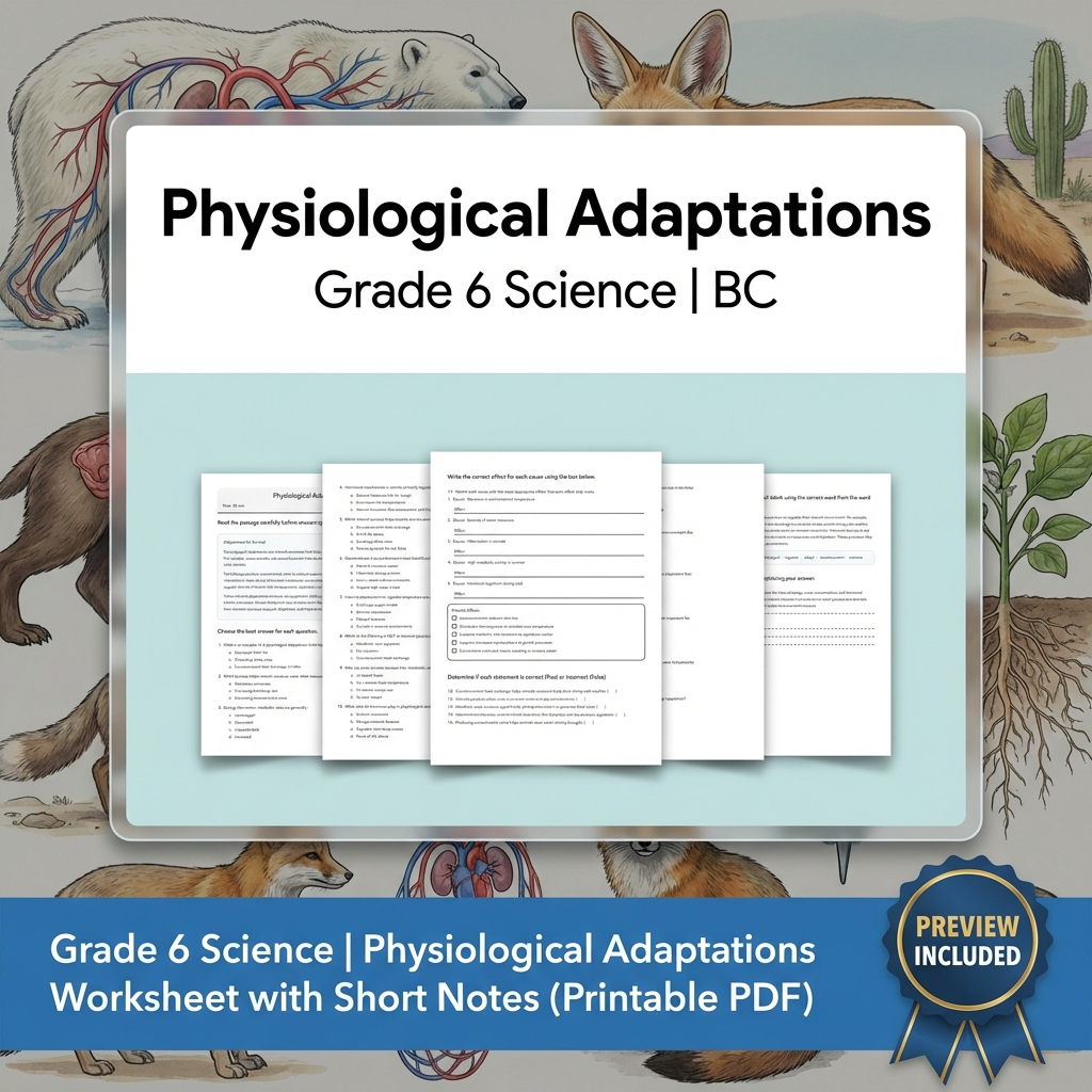 Grade 6 Science BC Ecosystems & Environmental Processes Worksheet Pack Full Year — included worksheet 15