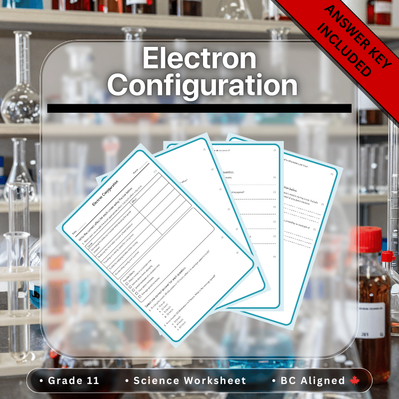 Grade 11 Science | Electron Configuration Worksheet + Answer Key (PDF)