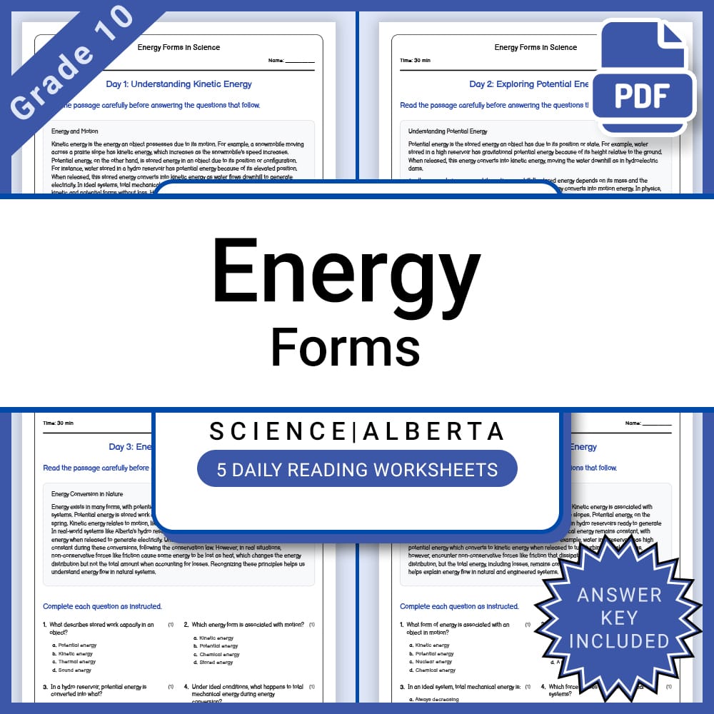 Grade 10 Science Full Year Bundle | Energy, Electricity, and Alberta Curriculum — included worksheet 14