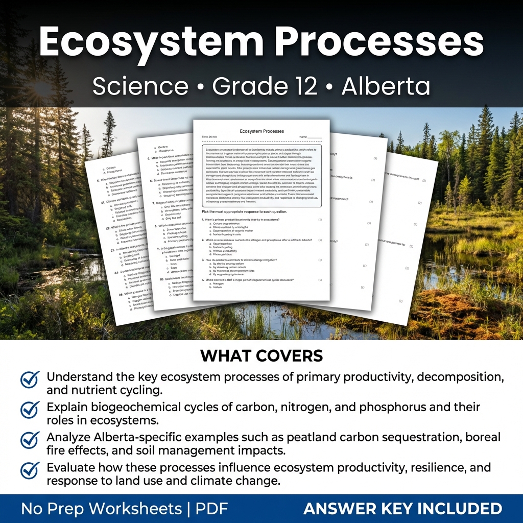 Ecosystem Processes Worksheet | Alberta Grade 12 Science Practice