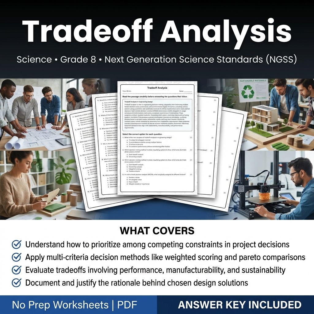 8th Grade Science Worksheet | Tradeoff Analysis Practice with Answer Key (Printable PDF)