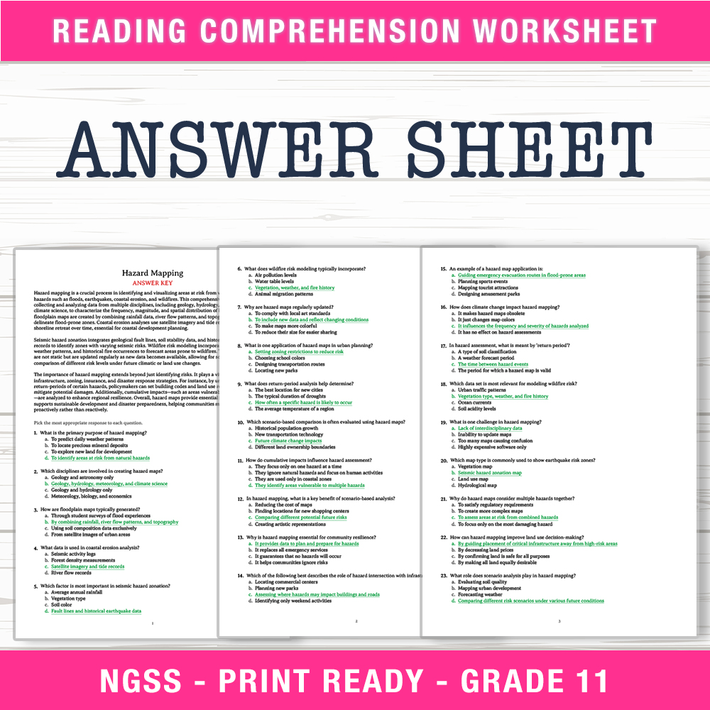 Grade 11 Science worksheet worksheet — Grade 11 Science – Hazard Mapping Worksheet (PDF + Answer Key) — page 2