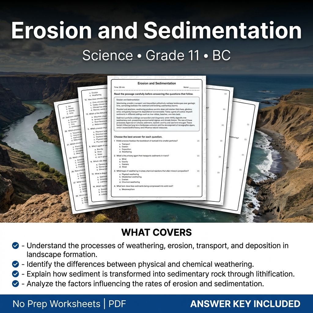 11th Grade Science | Erosion and Sedimentation Worksheet & Answer Key (PDF)